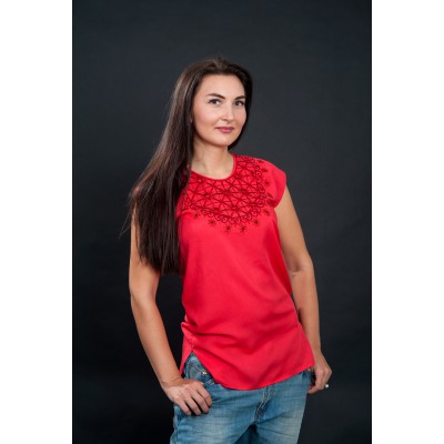 Embroidered blouse "Lace Red" 